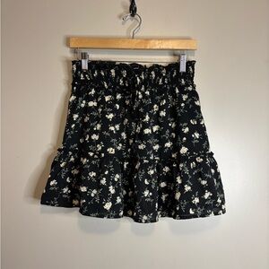 Cupshe Black Floral Skater Skirt